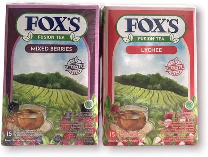 FOX'S Fusion Mixed Berrie And Lychee Flavoured Black Tea Bags (25g Each) Black Tea Bags Box