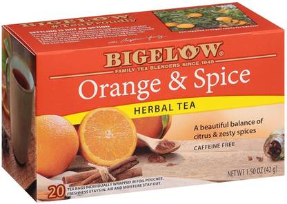 Bigelow Orange & Spice Herbal Tea | Caffeine-free 20 Tea Bags | Herbal Tea Bags Box