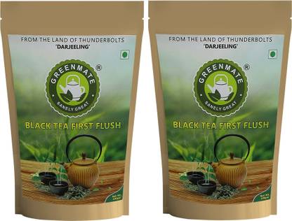 GREENMATE Darjeeling First Flush Black Tea Leaves 100gm Pack of 2 Unflavoured Black Tea Pouch