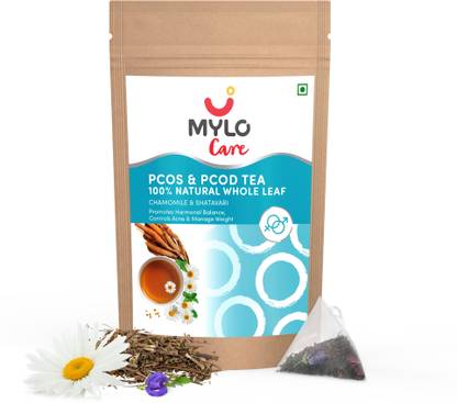 MYLO Care PCOS & PCOD Tea | Maintains regular menstrual cycle | Controls acne Unflavoured Herbal Tea Bags Pouch