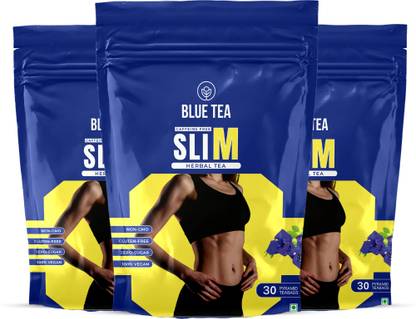 BLUE TEA Slimming Tea for Weight Loss, Reduces Belly Fat, Caffeine Free & Sugar Free Herbal Tea Bags Pouch