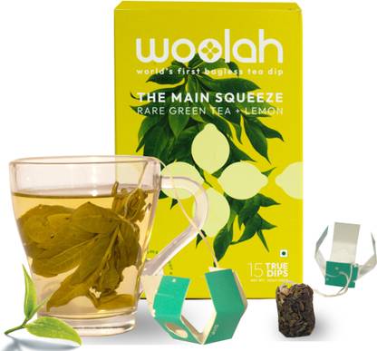 woolah Rare Assam Green Tea with Lemon - World's 1st Bagless Teadip Lemon Green Tea Box