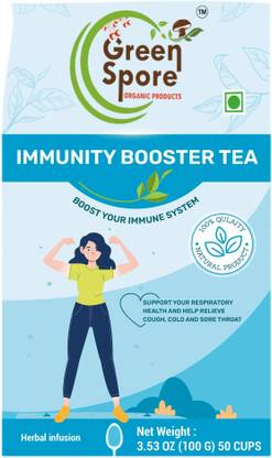 Green Spore Immunity Booster Tea 
Boost your immune system Amla, Cinnamon, Black Pepper, Ashwagandha Green Tea Pouch