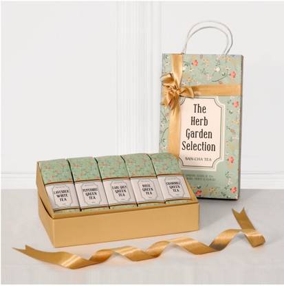 SANCHA Herb Garden Collection|250g Loose leaf Tea Gift Box|Diwali Gift Hamper| Assorted Green Tea Festive Gift Box