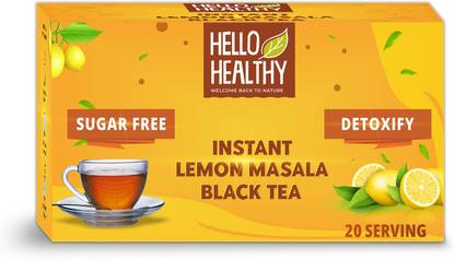 Hello Healthy Sugar Free Instant Lemon Masala Black Tea |Refreshing Natural Flavour |Detoxify Lemon Black Tea Box