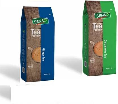 Senso Instant Cardamom Tea 1 KG & Ginger Chai Tea 1 kg Tea Pouch Combo offer Masala Tea Pouch
