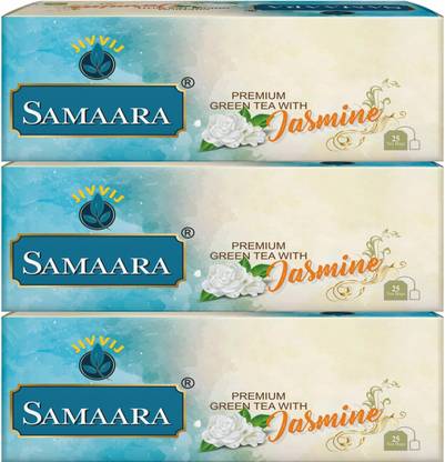 Jivvij Samaara Green Tea Bags | Natural Jasmine Flavour | Combo Pack of 3-25 Tea Bags Each Jasmine Green Tea Bags Box