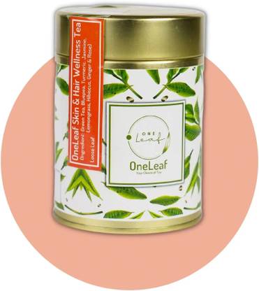 oneleaf Skin & Hair Wellness Tea for Hair Regrowth, Glowing Skin Herbal Tea Tin
