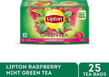 Lipton Raspberry Mint Tasty Green Tea I 25 Tea Bags I I Reduce Belly Fat Green Tea Box