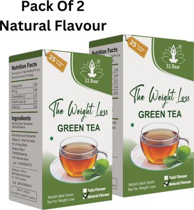32 Baar Pack Of 2 Natural Flavour (25*2 Tea Bags) Green Tea Bags Box
