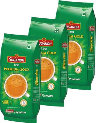 Sugandh Tea Premium 750g - Pack of 3 x 250g Each Unflavoured Black Tea Pouch