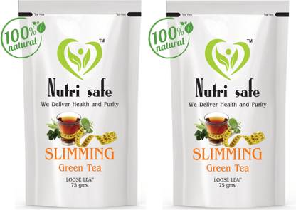 Nutri Safe Slimming/Weight Loss Green Tea (Pack of 2 - 75g Each) Unflavoured Green Tea Pouch