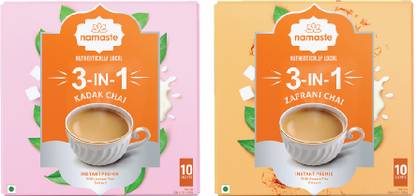 Namaste Chai Premix Kadak Chai And Saffron Readymade Combo Ginger Instant Tea Box