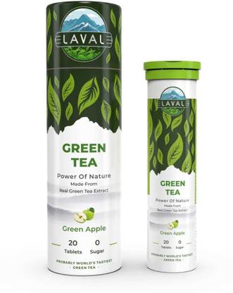 Laval Green Tea Tablets - (20tablets) “DELICIOUS GREEN TEA EVER" Green Apple Green Tea Plastic Bottle