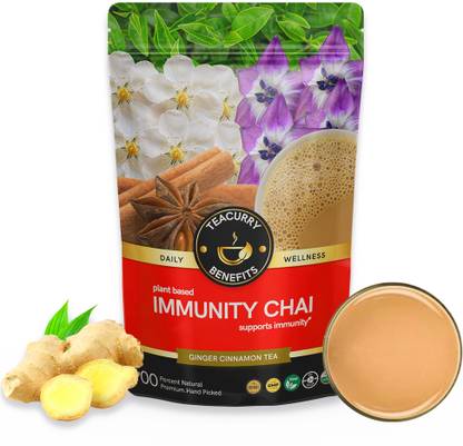 TEACURRY Immunity Booster Chai | Cardamom, Cloves, Ginger, Bay Leaf, Cinnamon | Kadak Chai | 100% Natural | Strong Aroma | Immunity Tea Almond Masala Tea Pouch