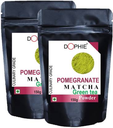 dophie Pomegranate Matcha Green Tea Powder 150g [PACK-2] Culinary Grade - Rich in antioxidants help two time fast weight loss, boost metabolism and Immunity. Pomegranate Matcha Tea Pouch