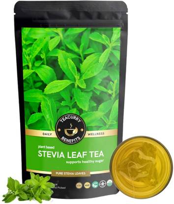 TEACURRY Stevia Leaf Tea – Helps with blood sugar & cholesterol - 100% Natural Sweetener Herbal Tea Pouch