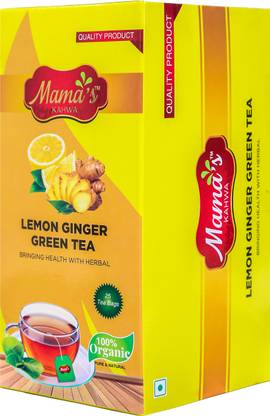 Mama's Kahwa Lemon Ginger Green Tea-(Daytime/ Evening/Nighttime) Lemon Green Tea Bags Box