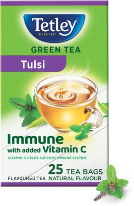 Tetley Immune with Added Vitamin C Tulsi Green Tea Bags Box