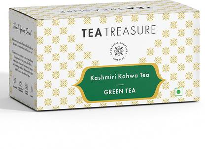 TeaTreasure Kahwa Green Tea - Antioxidants Rich Desi kahwa Detox Tea - 1 Teabox ( 18 Pyramid Tea Bags )… Cinnamon, Cardamom, Saffron Green Tea Box
