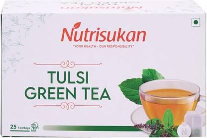 Nutrisukan Tulsi Green Tea 25 Teabags 100% Natural Tea Boost immunity helps reduce stress Green Tea Box