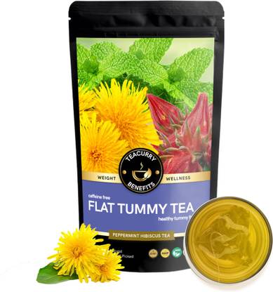 TEACURRY Flat Tummy Tea (100 g) - Get Slim Belly, waistline Reduce Weight Naturally Ginger Herbal Tea Pouch