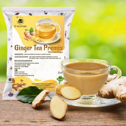 D'aromas Sugar Free Ginger Tea- 500g, Instant Sugarless Premix Tea Powder, Ginger Masala Tea Pouch