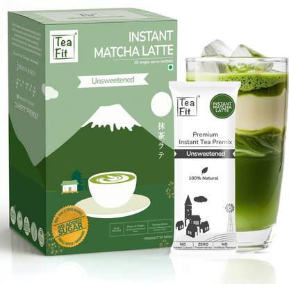 TeaFit Premium Zero Sugar Instant Matcha Latte Pack of 10 Sachets Matcha Tea Box