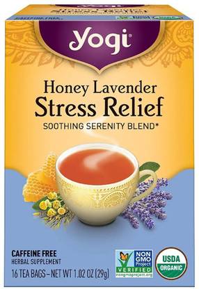 Yogi Tea Herbal Stress Relief, Honey Lavender 16 Count Lavender Herbal Tea Bags Box