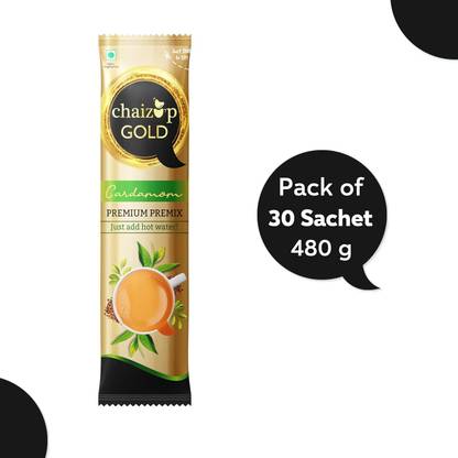 chaizup Gold 1 Min Instant Cardamom Premix Tea - 30 Sachets Instant Tea Pouch