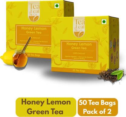 TLC Tea Leaf & Co Lemon Ginger Green Tea For Weight Loss Stress Relief 50 Tea Bags Lemon, Ginger, Black Pepper, Peppermint Green Tea Bags Box