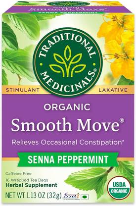 Traditional Medicinals Organic Smooth Move Peppermint Tea, 16 Tea Bags Herbal Tea Bags Box