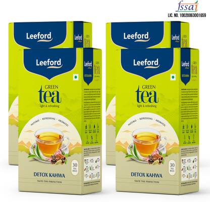 Leeford Detox Kahwa Green Tea Spiced Herbal Blend for Digestion & Cleanse | 30 Tea Bags Infusion Tea Bags Box