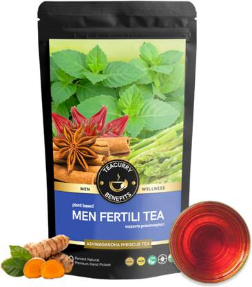 TEACURRY Fertility Tea for Men with Diet Chart | 100 Gms Loose Tea Hibiscus Herbal Tea Pouch