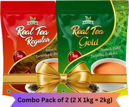THF Real Tea Regular X Gold 1kg Combo Pack of 2 (2 X 1kg = 2kg) Unflavoured Black Tea Pouch
