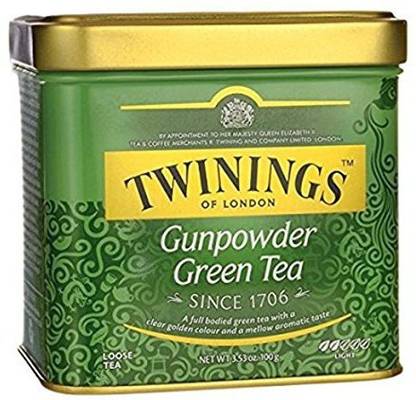 TWININGS Green Gunpowder Tea, Loose Tea Tin (Imported), 100g Green Tea Tin