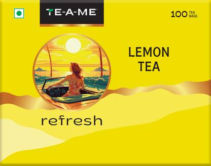 TE-A-ME Refresh Lemon Black Tea, 100 Naked Tea Bags | Tea | Lemon Tea | Black Tea | Black Tea Bags Box
