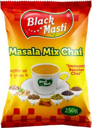 Black Masti Masala Mix Chai, Tea Powder With Pepper,Tej Patta, Ginger Black Tea Pouch