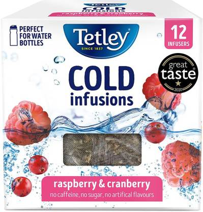 Tetley Cold Raspberry & Cranberry 12 Infusion Tea Bags Box