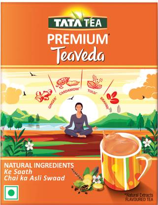 Tata Tea Premium Teaveda Tulsi, Cardamom, Ginger Black Tea Box