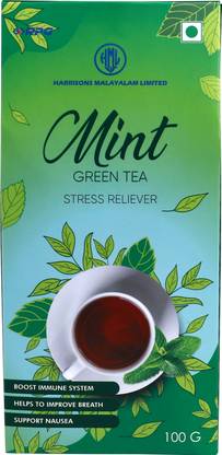 Harrisons Malayalam Stress Reliever Mint Green Tea Box