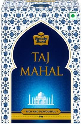 Taj Mahal Rich & Flavourful Tea 100 g - Rich and Flavourful Chai - Premium Leaf Tea Unflavoured Black Tea Box