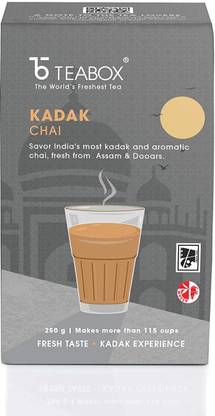 Teabox Kadak Chai, India's Most Aromatic and Kadak Cup Of Chai, Fresh From The Estates Of Assam & Dooars, 250 Gram Unflavoured Black Tea Tin
