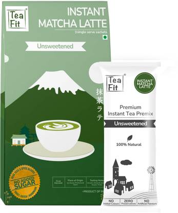 TeaFit Premium Zero Sugar Instant Matcha Latte Pack of 3 Sachets Matcha Tea Box