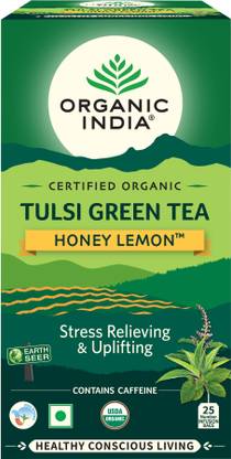 ORGANIC INDIA Tulsi Green Tea Honey Lemon 25 Teabags Tea Box