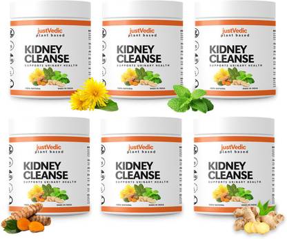 justvedic Kidney Cleanse Drink Mix - Helps with Urinary Tract Infections, Ginger Herbal Tea Plastic Bottle
