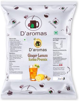 D'aromas Ginger Lemon Ice Tea 10kg, Instant Premix Ice Tea Powder, Summer Drink Ginger, Lemon Iced Tea Pouch