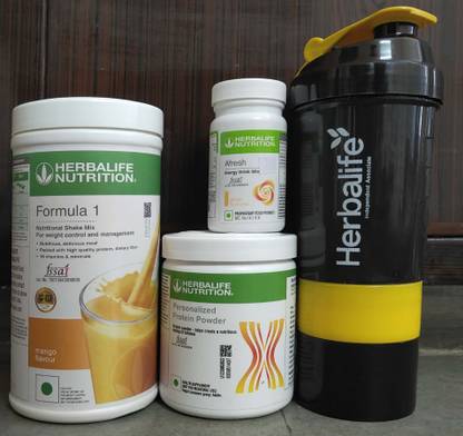 Herbalife Nutrition F1 MANGO SHAKE AND PROTIEN POWDER 200 GM AND GINGER AFRESH AND YELLOW CUP Mango, Lemon Green Tea Plastic Bottle