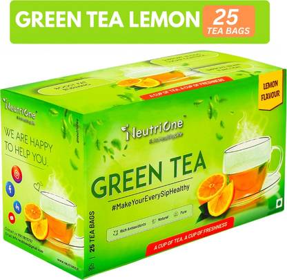 NeutriOne Green Tea Lemon for Weight Loss & Boost Immunity| Vitamin C|Authentic Tea Leaves Lemon Green Tea Bags Box