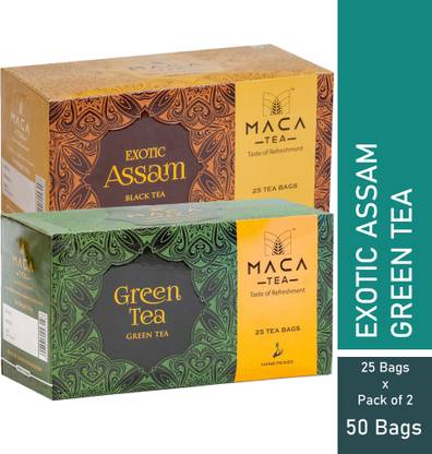 MACA TEA Premium Quality Exotic Assam & Green Tea Tea Bags Box